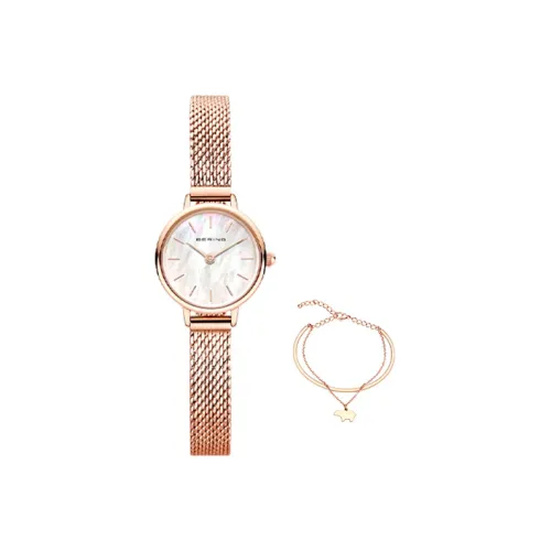 Bering Наручные часы Кварцевый механизм Стальной ремешок 22 мм Жемчужная раковина Циферблат Цвет Женские часы 11022 364+00000163