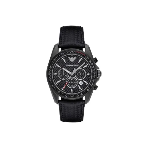 EMPORIO ARMANI Наручные часы Кварцевый механизм Кожаный ремешок Черный циферблат Мужские часы AR6122