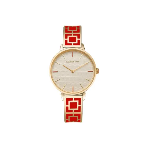 HALCYON DAYS Наручные часы кварцевый механизм 36 мм золотой циферблат женские часы