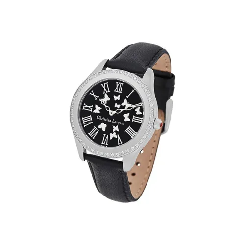 Christian Lacroi Наручные часы Кварцевый механизм Кожаный ремешок 38 мм Черный циферблат Женские часы