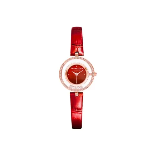 VICTORIA·HYDE Women's Watch Кварцевый механизм Естественная кожа Ремешок Красный Циферблат VH30138