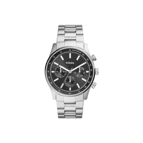 FOSSIL Наручные часы Кварцевый механизм Ремешок из нержавеющей стали Черный циферблат Мужские часы