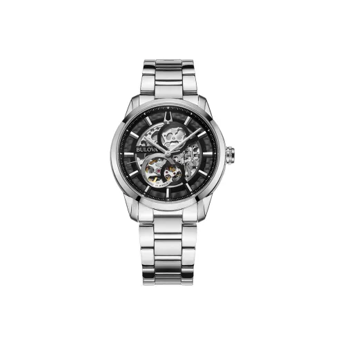 BULOVA Мужские часы Механический механизм Нержавеющая сталь Ремешок 43 мм Черный циферблат
