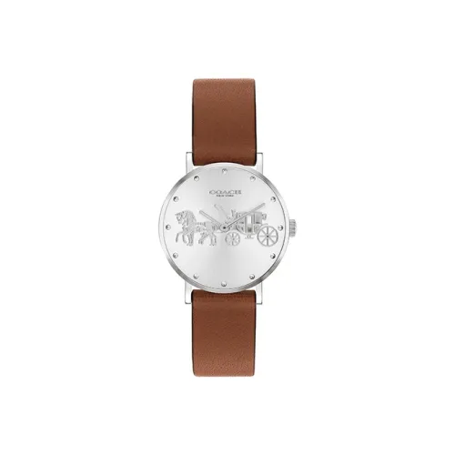 COACH Perry Collection Women's Watch Кварцевый механизм Кожаный ремешок Белый циферблат 14503797