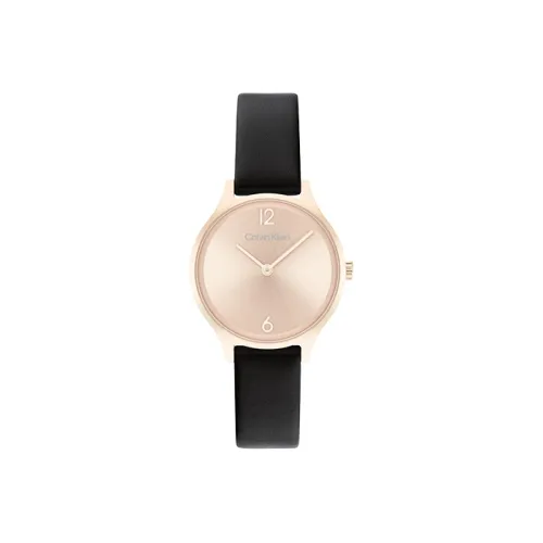 CALVIN KLEIN Women's Watch Кварцевый механизм Кожаный ремешок 28 мм Золотой циферблат