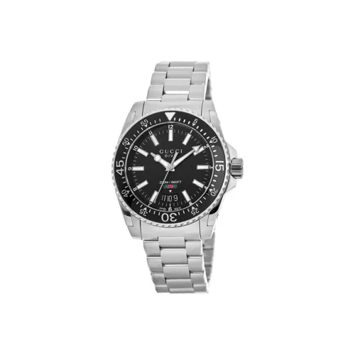 GUCCI Dive Collection Мужские часы Кварцевый механизм Ремешок из нержавеющей стали Черный циферблат