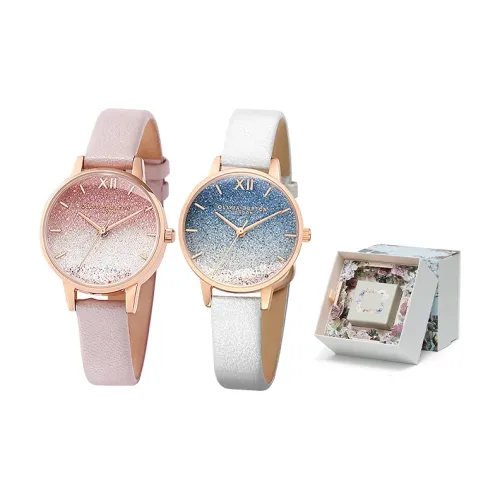 OLIVIA·BURTON Наручные часы Кварцевый механизм Кожаный ремешок Розовый циферблат Женские часы OB16US57+OB16US26