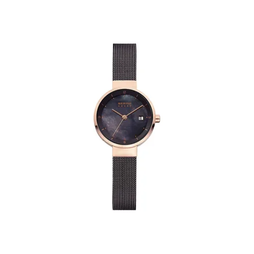 Bering Наручные часы Свет кварцевый механизм стальной ремешок 26 мм черный циферблат женские часы