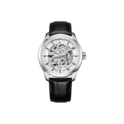 BULOVA Classic Men's Collection Мужские часы Механический механизм Кожаный ремешок 43 мм Серебристый циферблат Мужские часы