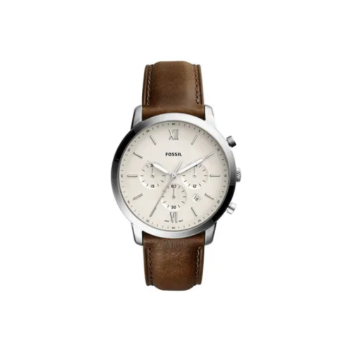 FOSSIL Наручные часы Кварцевый механизм Кожаный ремешок Белый циферблат Мужские часы