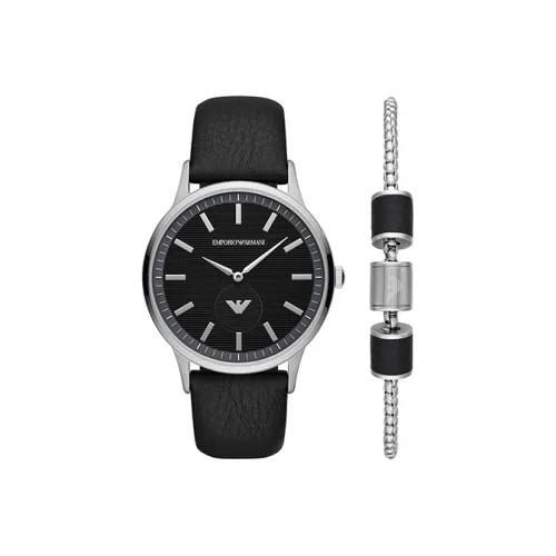 EMPORIO ARMANI Наручные часы Кварцевый механизм Кожаный ремешок 43 мм Черный циферблат Мужские часы AR80039