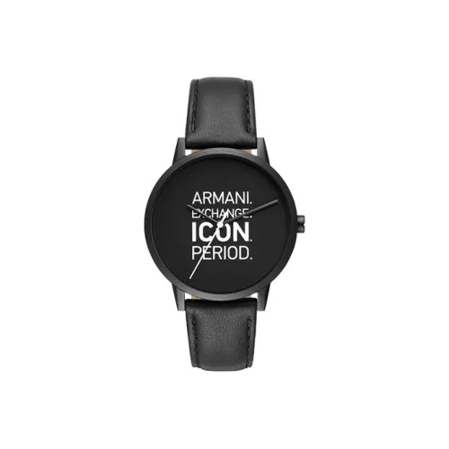 ARMANI EXCHANGEAE Мужские часы Кварцевый механизм Кожаный ремешок Черный циферблат