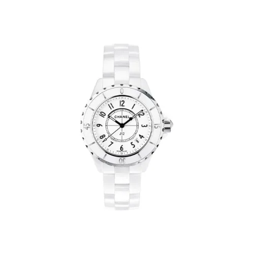 CHANEL J12 Кварцевые Женские Часы Керамический Ремешок Белый Циферблат