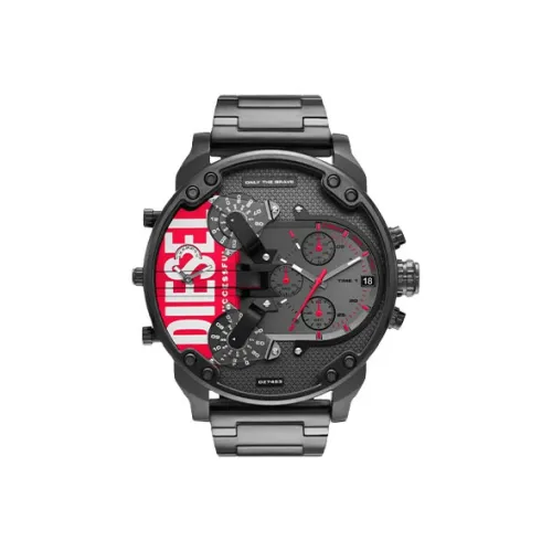 DIESEL Мужские часы Кварцевый механизм Ремешок из нержавеющей стали Черный циферблат