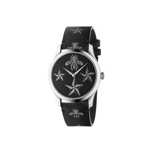 GUCCI G Timeless Collection Женские часы Кварцевый механизм Кожаный ремешок 38 мм Черный циферблат