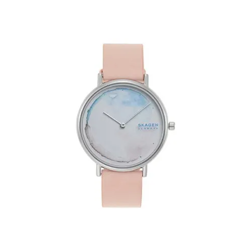 SKAGEN Наручные часы Кварцевый механизм Кожаный ремешок 36 мм Серебристый циферблат Женские часы