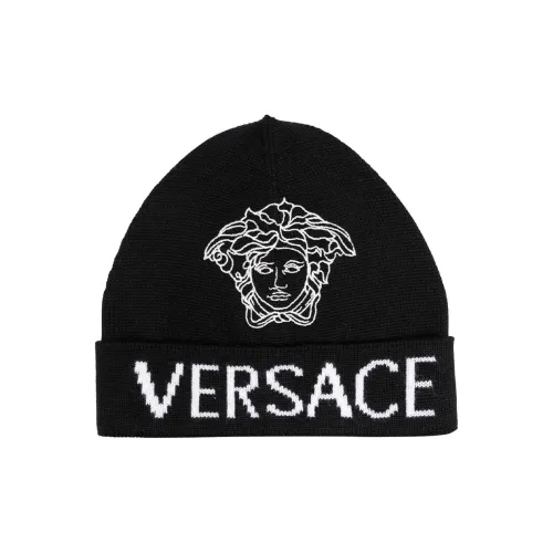 VERSACE Вязаные шапки черного цвета для детей