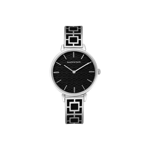 HALCYON DAYS Наручные часы Кварцевый механизм Керамика Ремешок 36 мм Черный циферблат Женские часы