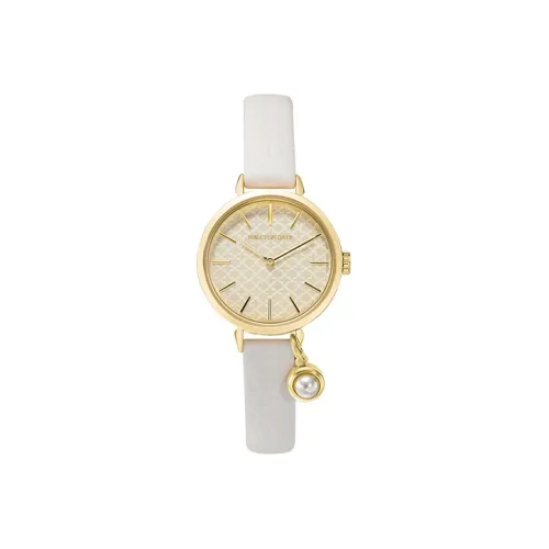 HALCYON DAYS Наручные часы Кварцевый механизм Кожаный ремешок 28 мм Золотой циферблат Женские часы