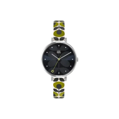 ORLA KIELY Women's Watch Кварцевый механизм Телячья кожа Ремешок 38 мм Черный циферблат OK2135