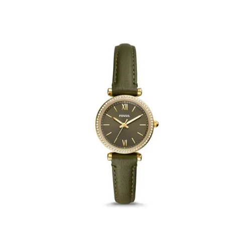 FOSSIL Наручные часы Кварцевый механизм Кожаный ремешок 28 мм Зеленый циферблат Женские часы