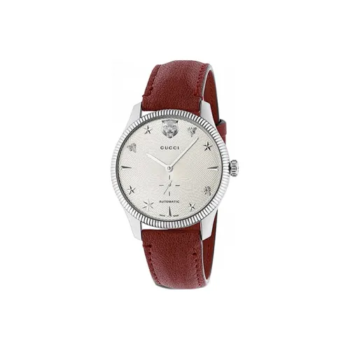 GUCCI G Timeless Collection Women's Watch Автоматический Механический Механизм Кожаный Ремешок Белый Циферблат