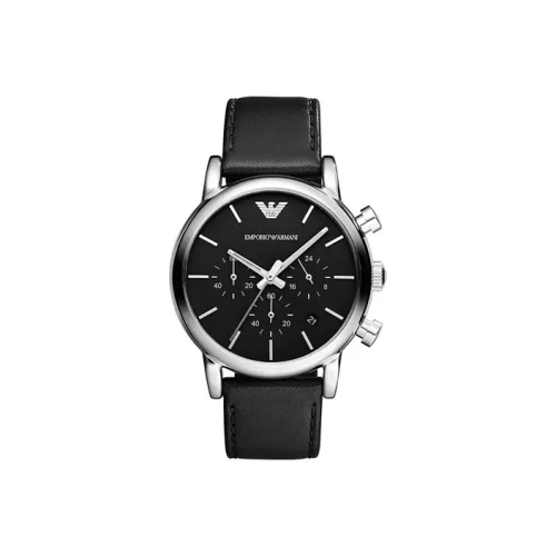 EMPORIO ARMANI Наручные часы Кварцевый механизм Кожаный ремешок 41 мм Черный циферблат Мужские часы