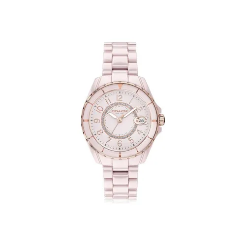 COACH PRESTON Наручные часы Кварцевый механизм Керамика Ремешок Розовый Циферблат Часы Женские часы