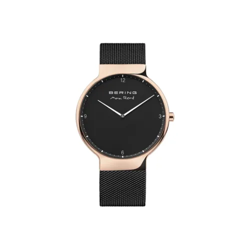 Bering Мужские часы Кварцевый механизм Ремешок из нержавеющей стали 40 мм Черный циферблат