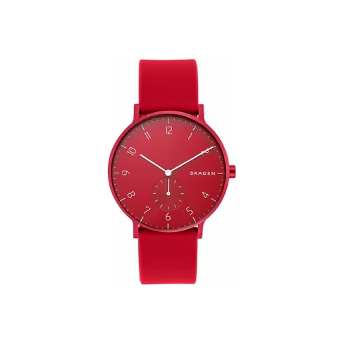 SKAGEN Cool Play Collection Мужские часы Кварцевый механизм Силиконовый ремешок Красный циферблат Часы