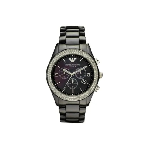 EMPORIO ARMANI Мужские часы Кварцевый механизм Керамика Ремешок 43 мм Черный циферблат