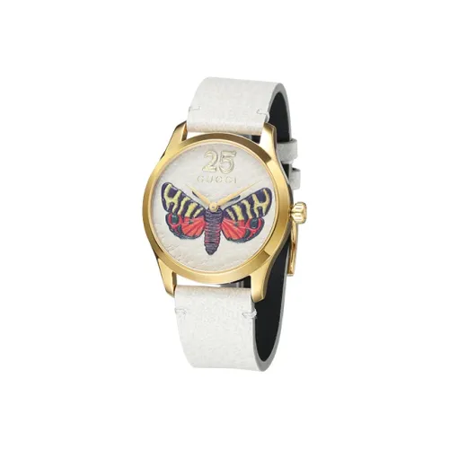 GUCCI G Timeless Collection Women's Watch Кварцевый механизм Кожаный ремешок Белый циферблат