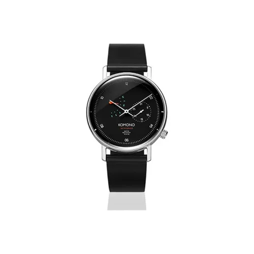 KOMONO Наручные часы Кварцевый механизм Кожаный ремешок 41 мм Черный циферблат Мужские часы