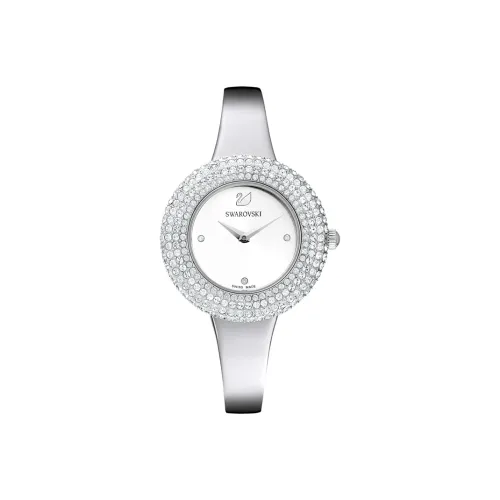 Кристалл Swarovski Rose Collection Наручные часы Кварцевый механизм Ремешок из нержавеющей стали Белый циферблат Женские часы 5483853