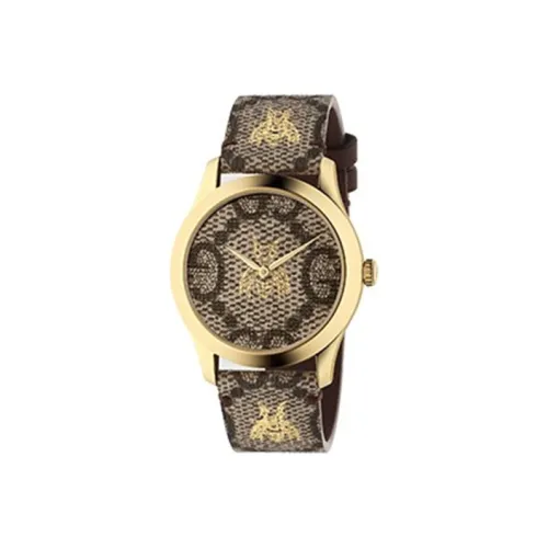 GUCCI G Timeless Collection Наручные часы Кварцевый механизм Canvas Ремешок Коричневый циферблат Женские часы