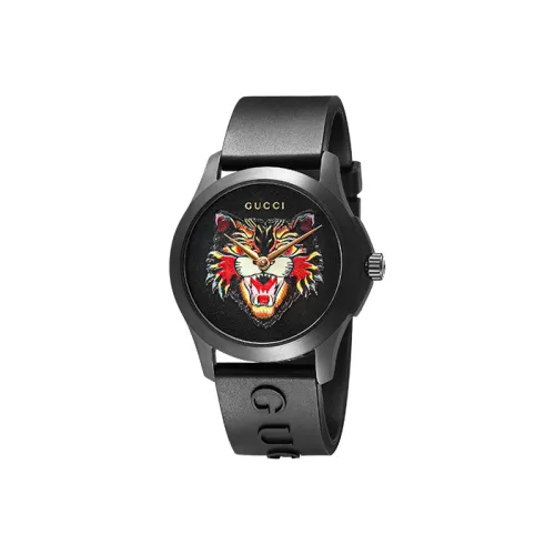 GUCCI G Timeless Collection Women's Watch Кварцевый механизм Резиновый ремешок Черный циферблат