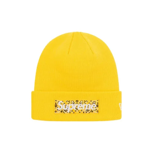 Supreme x New Era Акриловые шапки-бини унисекс желтые