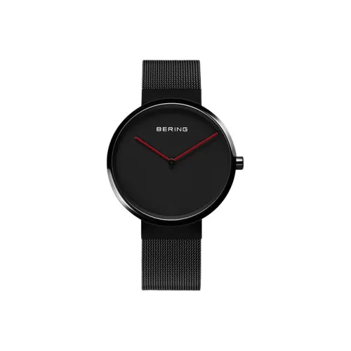 Bering Мужские часы Кварцевый механизм Ремешок из нержавеющей стали Черный циферблат
