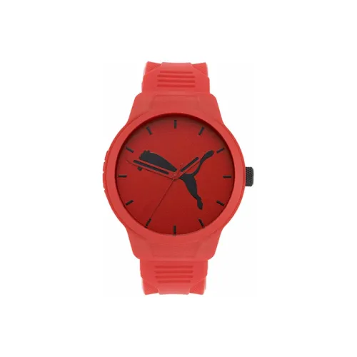 PUMA Наручные часы Кварцевый механизм Силиконовый ремешок 43 мм Красный циферблат Мужские часы P5003