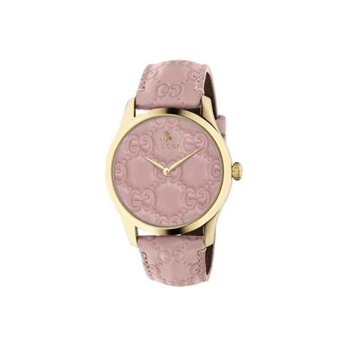 GUCCI Women's Watch Кварцевый механизм Кожаный ремешок Розовый циферблат YA1264104