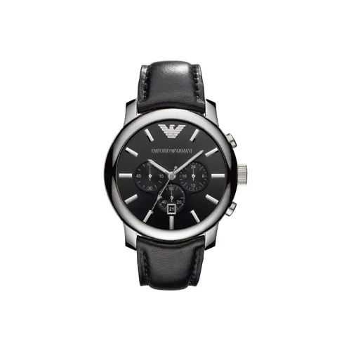 EMPORIO ARMANI Наручные часы Кварцевый механизм Кожаный ремешок 43 мм Черный циферблат Мужские часы AR0431