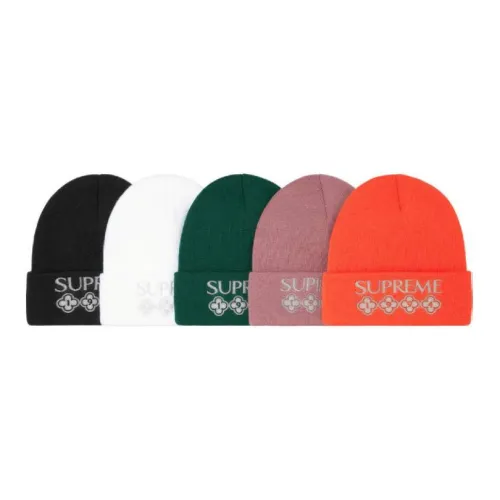 Supreme Акриловые Шапки-бини Унисекс Черный Белый Зеленый Розовый Красный Оранжевый