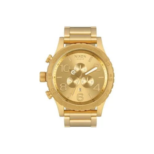 NIXON 51 30 Chrono Collection Наручные часы Кварцевый механизм Нержавеющая сталь Ремешок Золотой циферблат Мужские часы