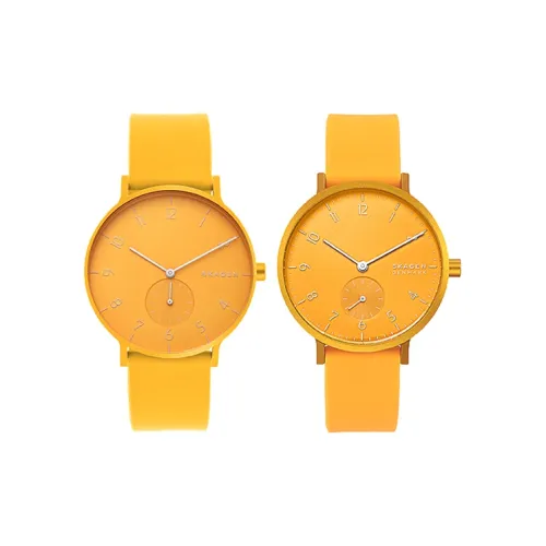 SKAGEN Watch Кварцевый механизм Силиконовый ремешок 41 мм Желтый циферблат Унисекс