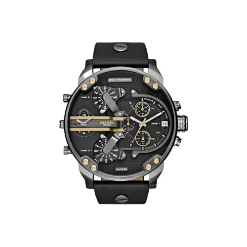DIESEL Armor Series Мужские часы Кварцевый механизм Кожаный ремешок Черный циферблат