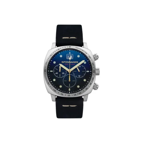 SPINNAKER HULL Collection Мужские часы Кварцевый механизм Естественный кожаный ремешок Синий циферблат