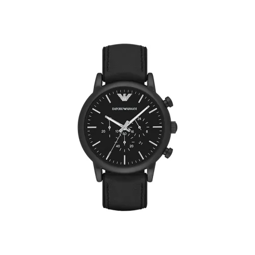 EMPORIO ARMANI Black Warrior Pilot Collection Мужские часы Кварцевый механизм Кожаный ремешок Черный циферблат