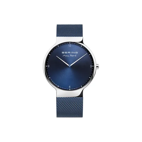 Bering Мужские часы Кварцевый механизм Стальной ремешок 40 мм Синий циферблат