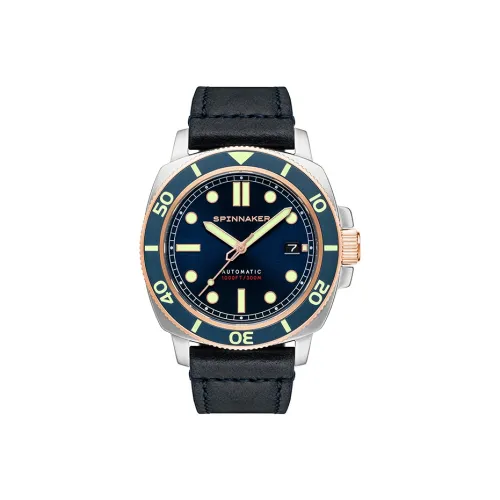 SPINNAKER HULL Collection Мужские часы Автоматический механический механизм Естественная кожа Ремешок Синий циферблат