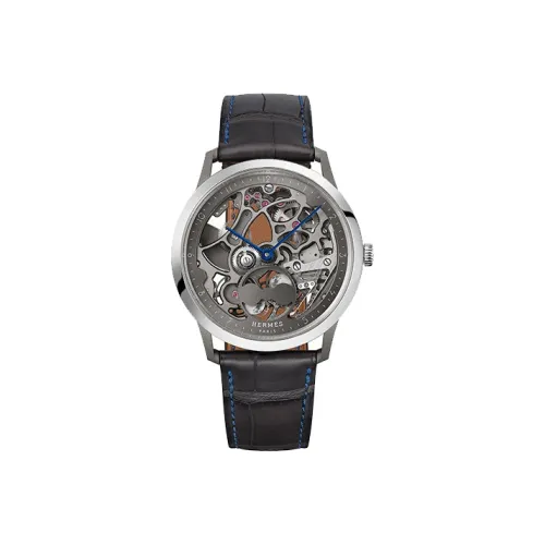 HERMES SLIM D'HERMÈS серия Часы Автоматический Механический Механизм Естественная Кожа Ремешок Серый Циферблат